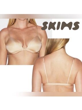 SKIMS WIRELESS FORM TRIANGLE FRONT CLOSE SUPER PUSH-UP BRA SAND 38DD 38E KIM K